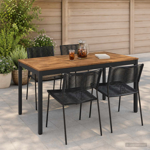Masă de cină pentru grădină Natural și Negru 141 x 80,5 x 75 cm - WALTI WALTI