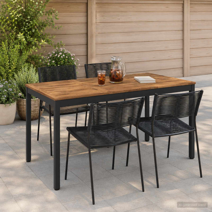 Masă de cină pentru grădină Natural și Negru 141 x 80,5 x 75 cm - WALTI WALTI