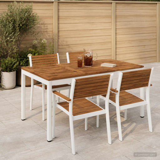 Masă de cină pentru grădină Natural și Alb 141 x 80,5 x 75 cm - WALTI WALTI