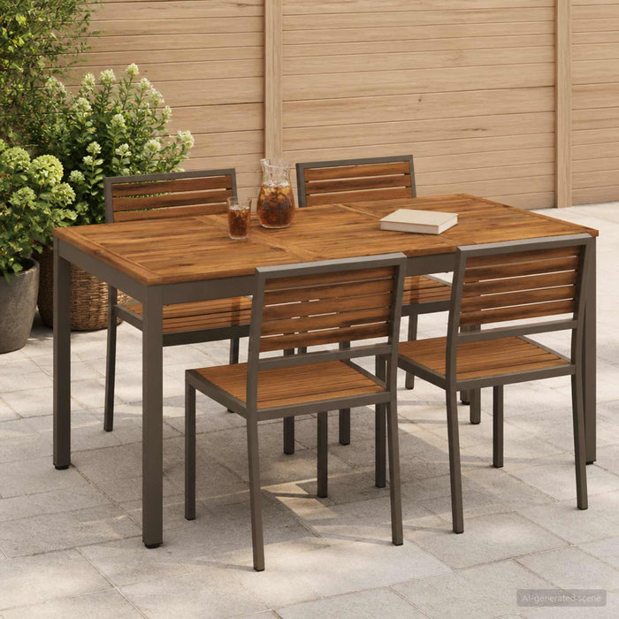 Masă de cină pentru grădină Natural și Cafea 141 x 80,5 x 75 cm - WALTI WALTI