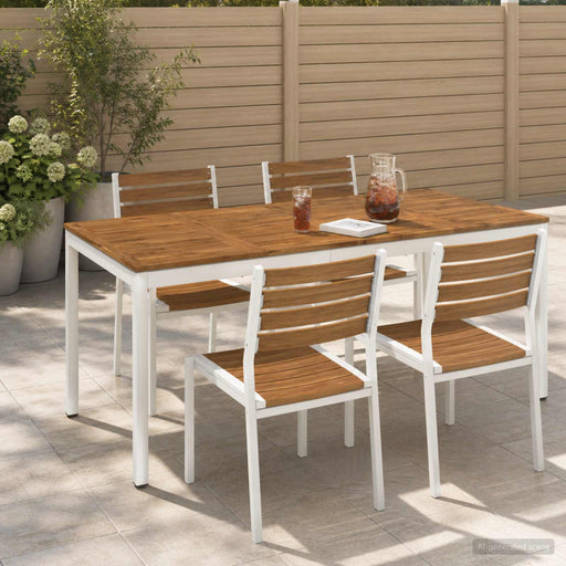 Masă de cină pentru grădină Natural și Alb 180 x 88,5 x 75 cm - WALTI WALTI