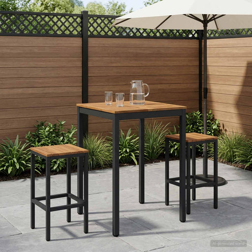 Masă de Bar în Grădină Natural și Negru 70 x 68,5 x 105 cm - WALTI WALTI