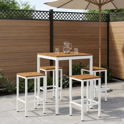 Masă de Bar în Grădină Natural și Alb 80 x 80,5 x 105 cm - WALTI WALTI