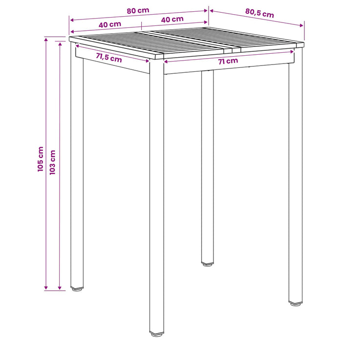 Masă de Bar în Grădină Natural și Cafea 80 x 80,5 x 105 cm WALTI