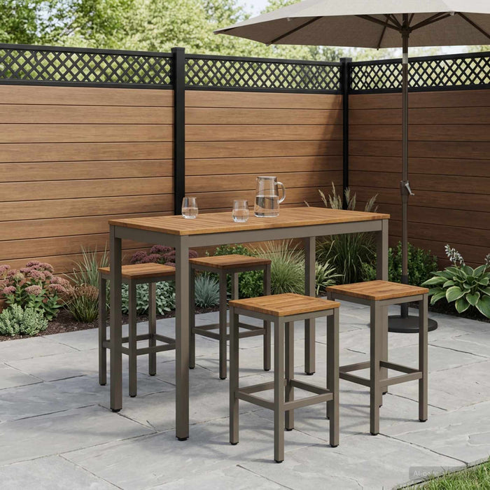 Masă de Bar în Grădină Natural și Cafea 108,5 x 55 x 105 cm WALTI