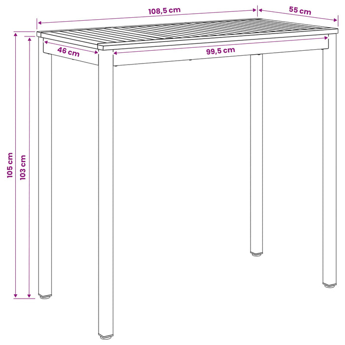 Masă de Bar în Grădină Natural și Cafea 108,5 x 55 x 105 cm WALTI