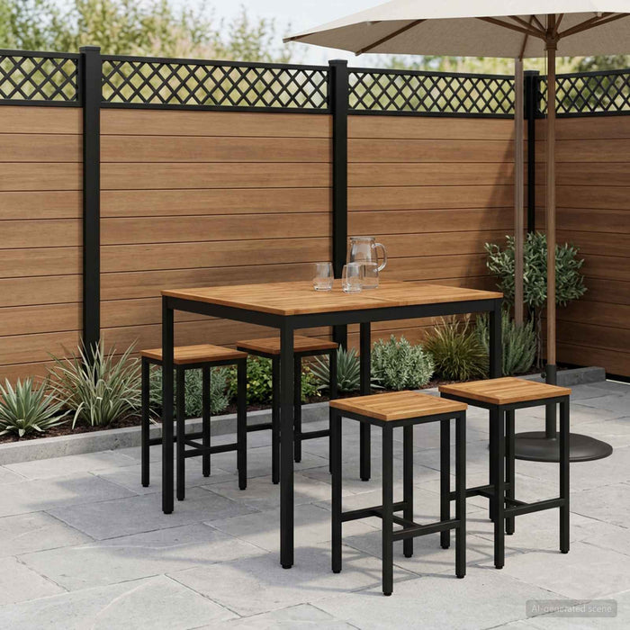 Masă de Bar în Grădină Natural și Negru 110 x 108,5 x 105 cm WALTI