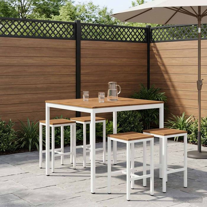 Masă de Bar în Grădină Natural și Alb 110 x 108,5 x 105 cm WALTI