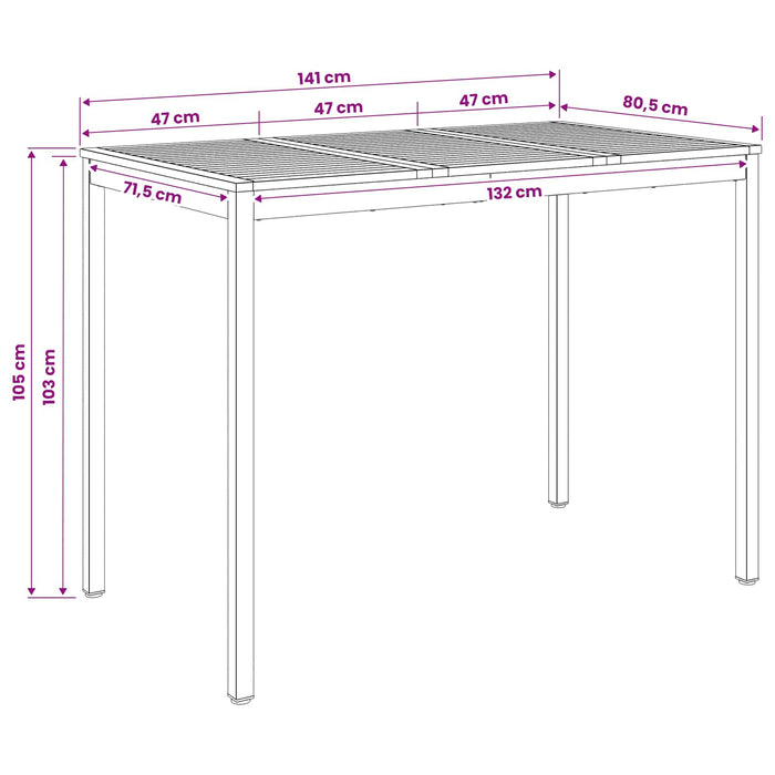 Masă de Bar în Grădină Natural și Alb 141 x 80,5 x 105 cm WALTI