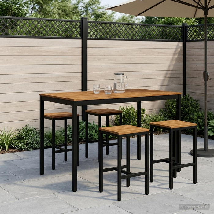 Masă de Bar în Grădină Natural și Negru 147 x 88,5 x 105 cm WALTI