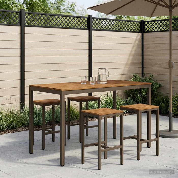 Masă de Bar în Grădină Natural și Cafea 147 x 88,5 x 105 cm WALTI