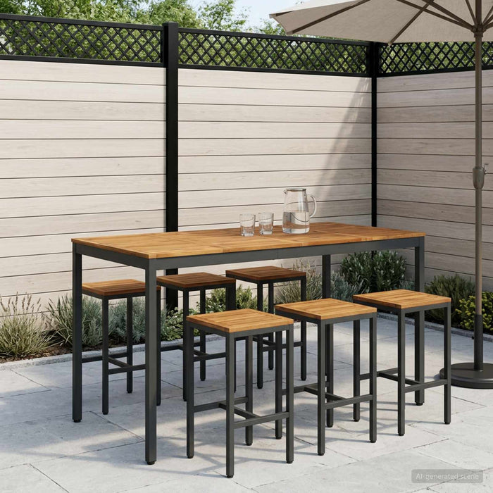 Masă de Bar în Grădină Natural și Negru 180 x 88,5 x 105 cm WALTI