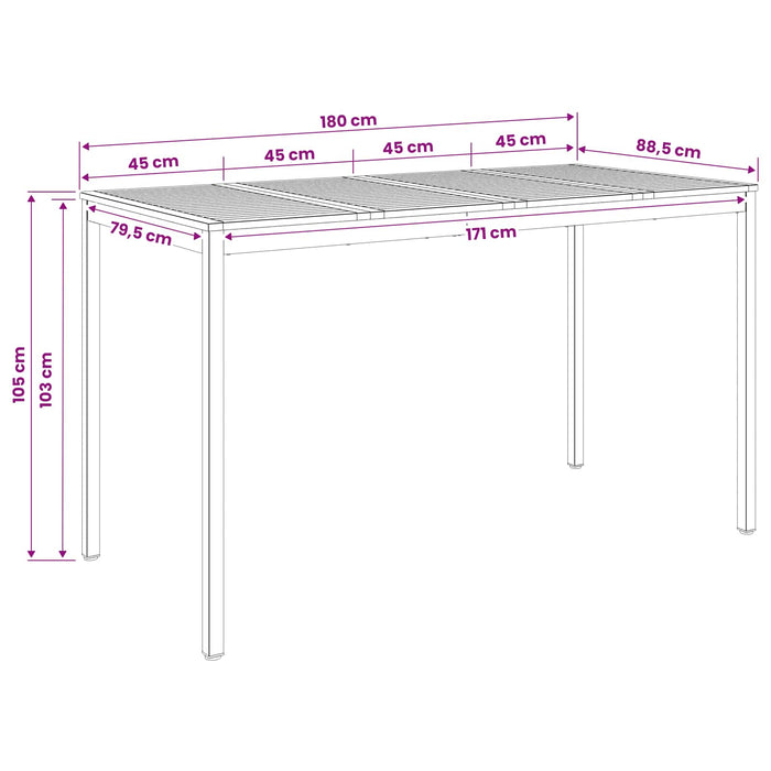 Masă de Bar în Grădină Natural și Cafea 180 x 88,5 x 105 cm WALTI