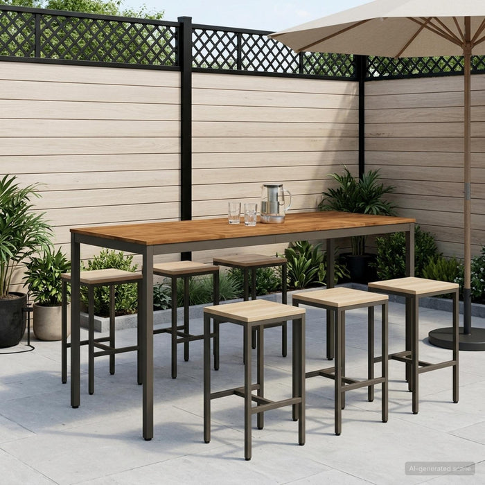 Masă de Bar în Grădină Natural și Cafea 196 x 80,5 x 105 cm WALTI