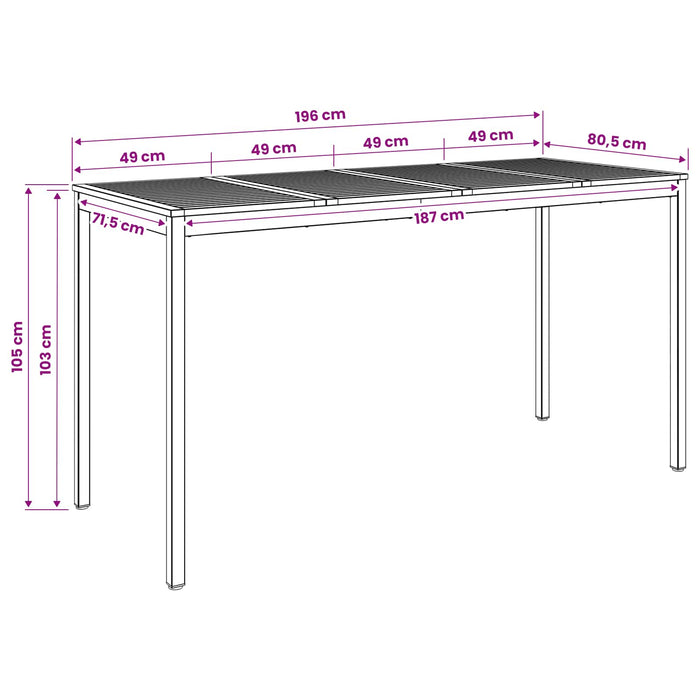 Masă de Bar în Grădină Natural și Cafea 196 x 80,5 x 105 cm WALTI