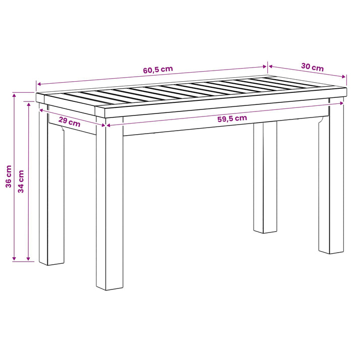 Masă de cafea Alb 60,5 x 30 x 36 cm Lemn Solid de Acacia - WALTI WALTI