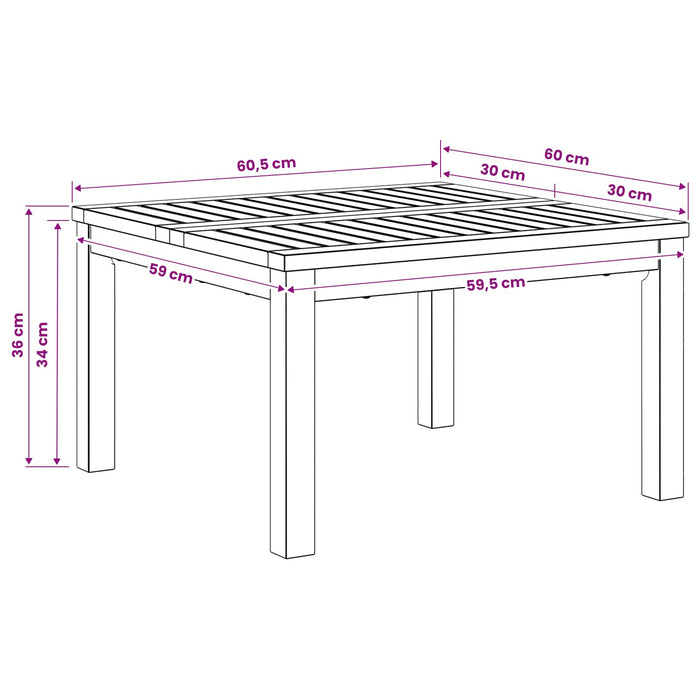 Masă de cafea Alb 60 x 60,5 x 36 cm Lemn Solid de Acacia - WALTI WALTI