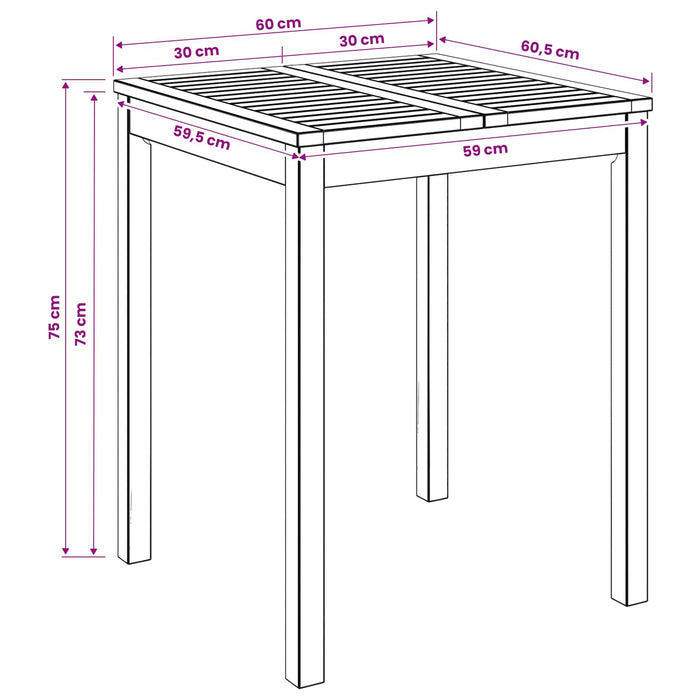 Masă de cină pentru grădină Alb 60 x 60,5 x 75 cm - WALTI WALTI