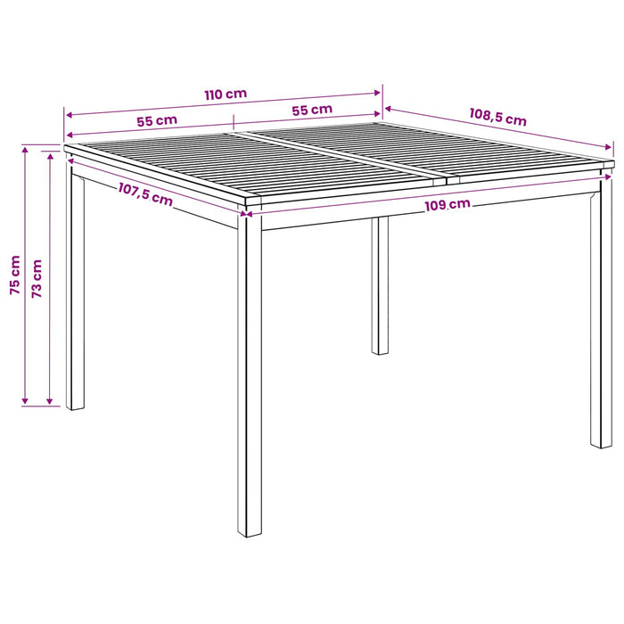 Masă de cină pentru grădină Alb spală 110 x 108,5 x 75 cm - WALTI WALTI