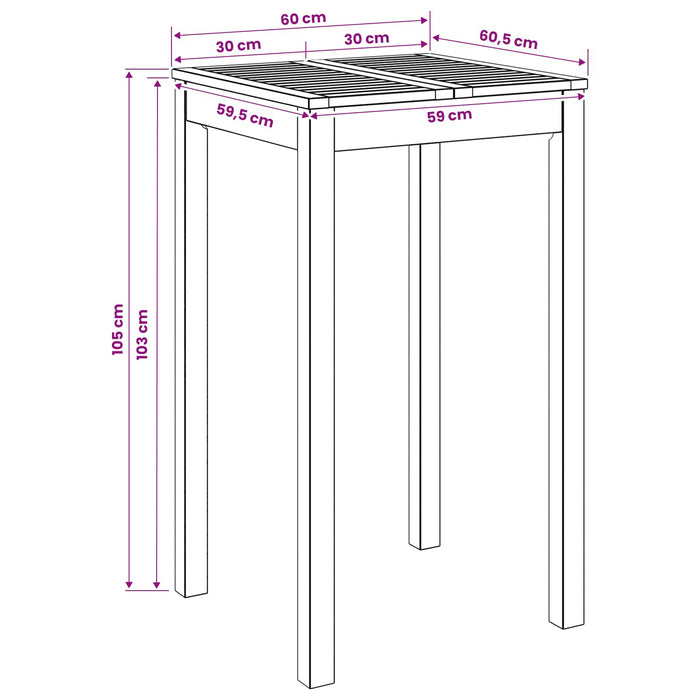 Masă de Bar în Grădină Alb 60 x 60,5 x 105 cm WALTI