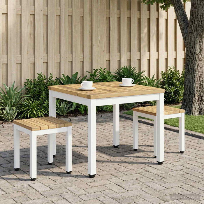 Masă de cafea Alb 50 x 48,5 x 36 cm Lemn Solid de Acacia WALTI