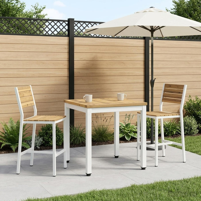 Masă de cafea Alb 50 x 48,5 x 36 cm Lemn Solid de Acacia WALTI