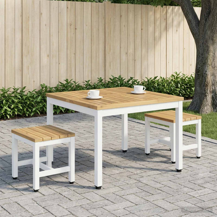 Masă de cafea Alb 60 x 60,5 x 36 cm Lemn Solid de Acacia WALTI