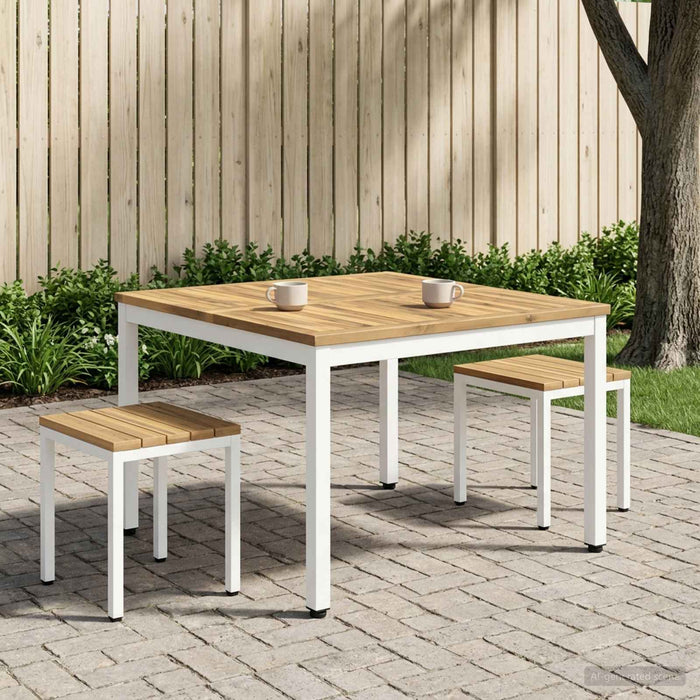 Masă de cafea Alb 100 x 100,5 x 45 cm Lemn Solid de Acacia - WALTI WALTI