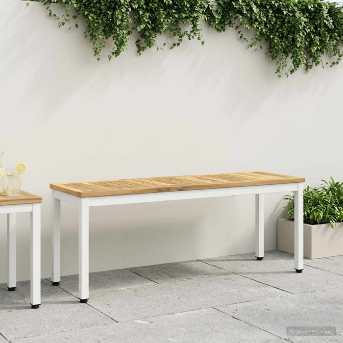 Bancă de grădină 108,5 x 35 x 45 cm Lemn Solid de Acacia Alb - WALTI WALTI