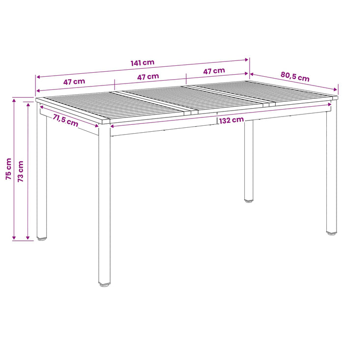 Masă de cină pentru grădină Alb 141 x 80,5 x 75 cm WALTI