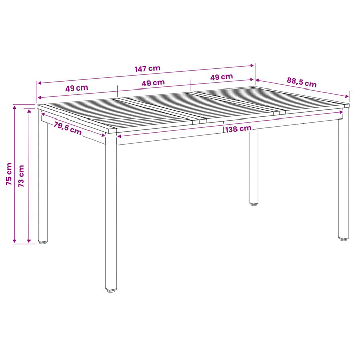 Masă de cină pentru grădină Alb 147 x 88,5 x 75 cm WALTI