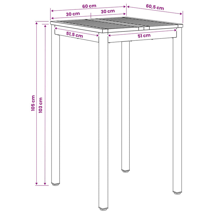 Masă de Bar în Grădină Alb 60 x 60,5 x 105 cm WALTI