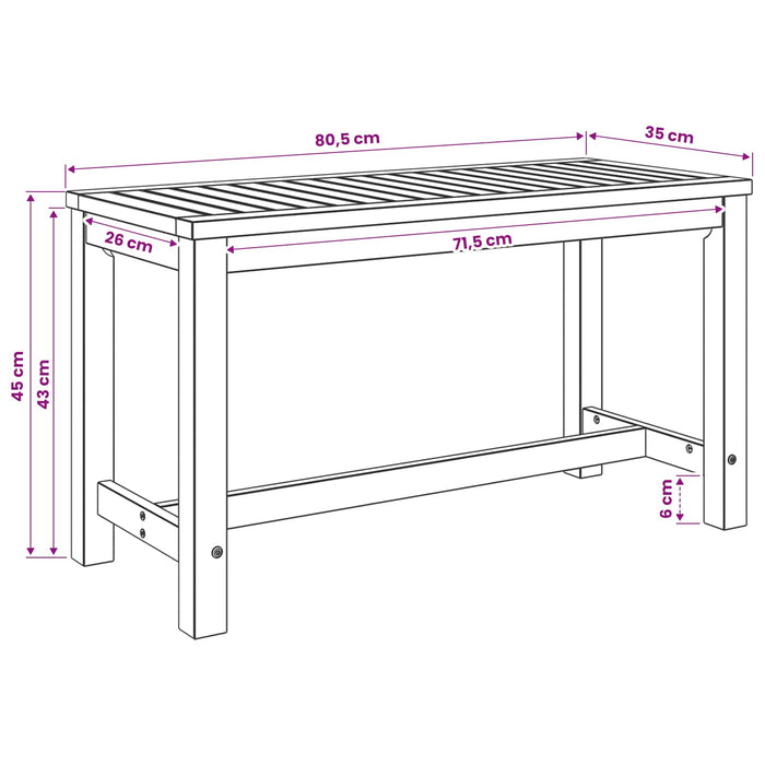 Bancă de grădină 80,5 x 35 x 45 cm Lemn Solid de Acacia - WALTI WALTI