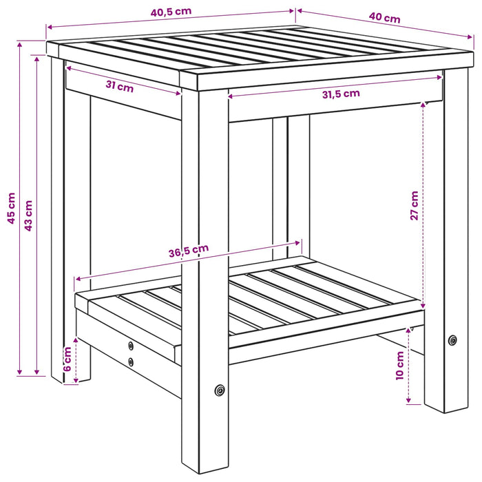 Masă de cafea Alb spală 40,5 x 40 x 45 cm Lemn Solid de Acacia WALTI