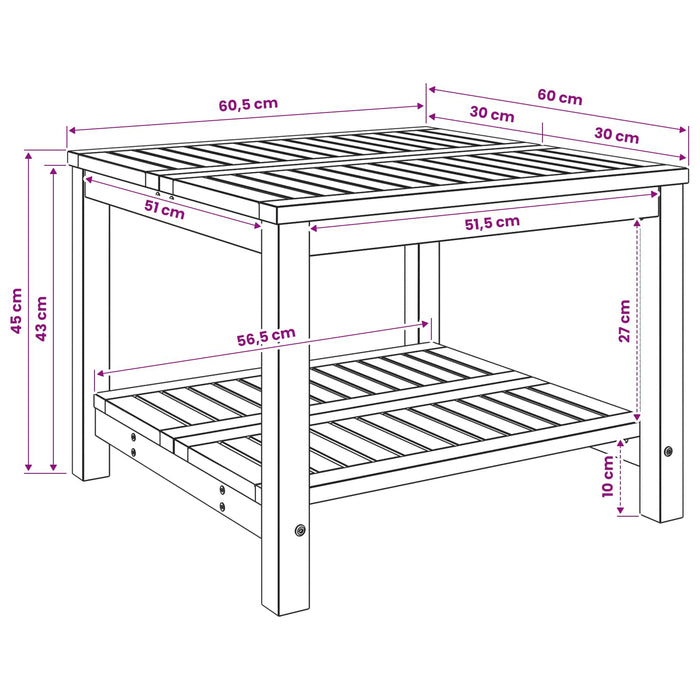 Masă de cafea Alb spală 60,5 x 60 x 45 cm Lemn Solid de Acacia - WALTI WALTI
