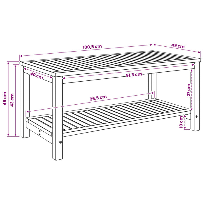 Masă de cafea Alb spală 100,5 x 49 x 45 cm Lemn Solid de Acacia - WALTI WALTI