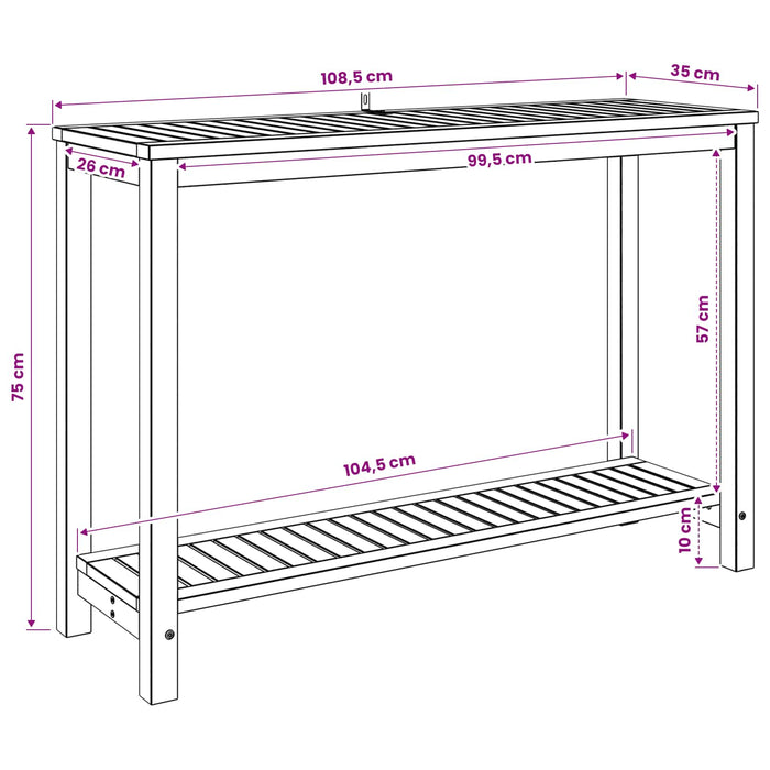 Masă de consolă pentru grădină Alb spală 108,5 x 35 x 75 cm WALTI