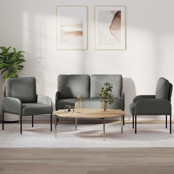 Seturi de canapele 3 pcs Gri închis 115 x 56 x 80 cm placaj - WALTI WALTI