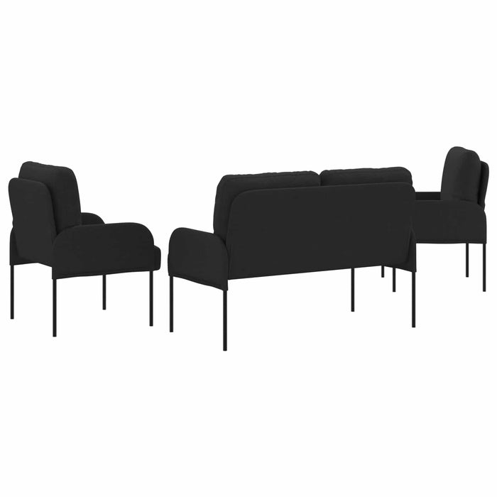 Seturi de canapele cu pernă 3 pcs Negru 115 x 56 x 80 cm placaj - WALTI WALTI