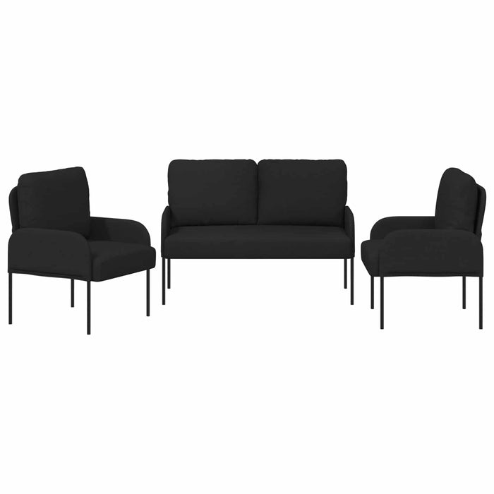 Seturi de canapele cu pernă 3 pcs Negru 115 x 56 x 80 cm placaj - WALTI WALTI