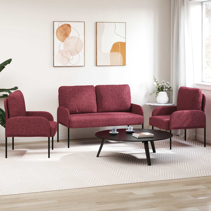 Seturi de canapele 3 pcs Roșu Vin 115 x 56 x 80 cm placaj - WALTI WALTI