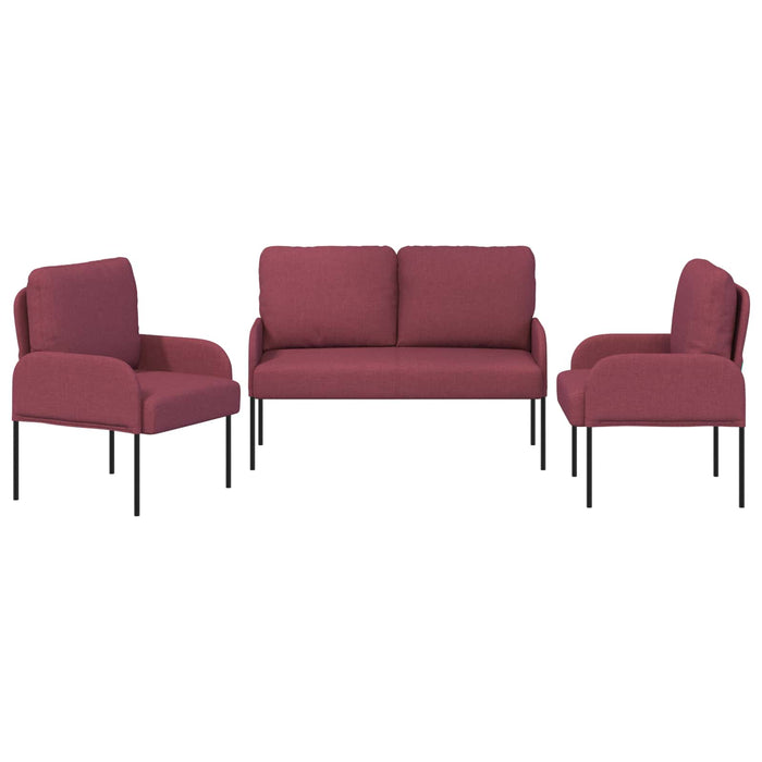 Seturi de canapele 3 pcs Roșu Vin 115 x 56 x 80 cm placaj - WALTI WALTI