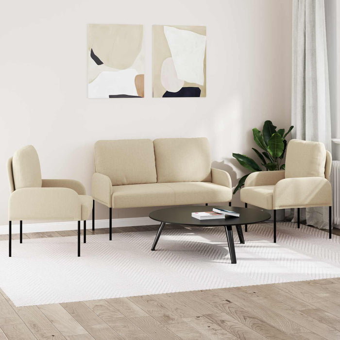 Seturi de canapele cu pernă 3 pcs Crem 115 x 56 x 80 cm placaj - WALTI WALTI