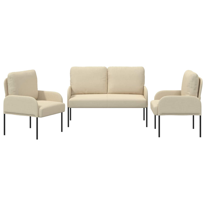 Seturi de canapele cu pernă 3 pcs Crem 115 x 56 x 80 cm placaj - WALTI WALTI