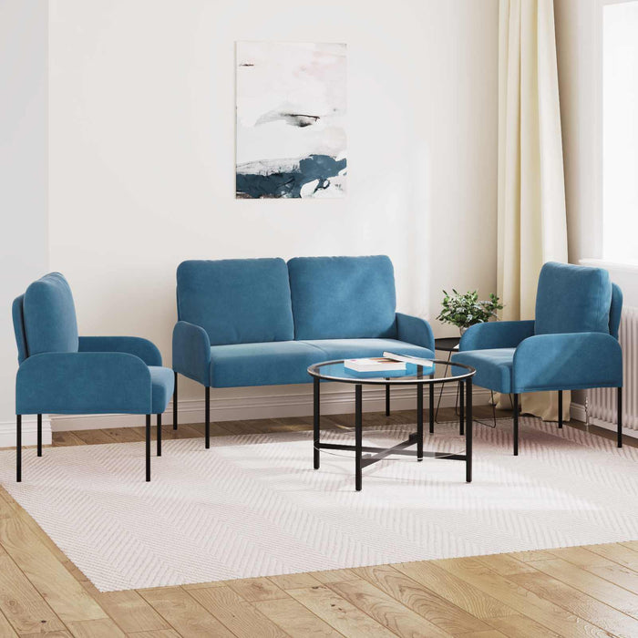 Seturi de canapele 3 pcs albastru 115 x 56 x 80 cm placaj - WALTI WALTI
