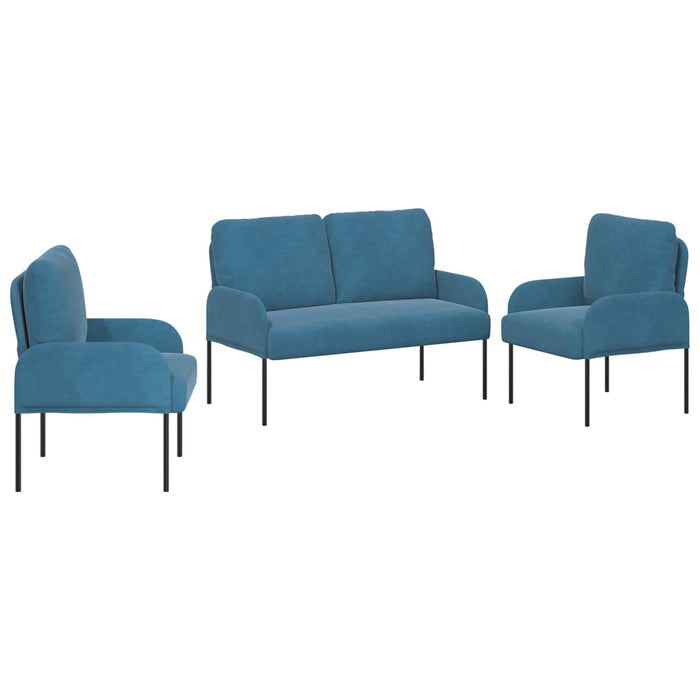 Seturi de canapele 3 pcs albastru 115 x 56 x 80 cm placaj - WALTI WALTI