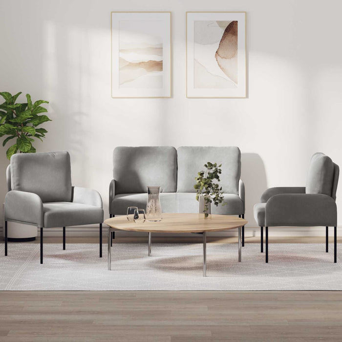 Seturi de canapele 3 pcs Gri deschis 115 x 56 x 80 cm placaj - WALTI WALTI