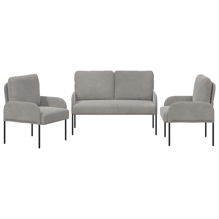 Seturi de canapele 3 pcs Gri deschis 115 x 56 x 80 cm placaj - WALTI WALTI
