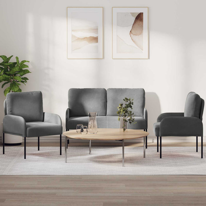 Seturi de canapele 3 pcs Gri închis 115 x 56 x 80 cm placaj - WALTI WALTI