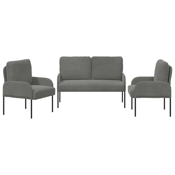 Seturi de canapele 3 pcs Gri închis 115 x 56 x 80 cm placaj - WALTI WALTI
